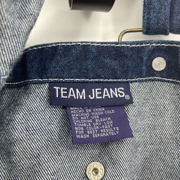 Texas A&M Team Jeans denim overalls dark wash farmers fight Sz M 32.5”
